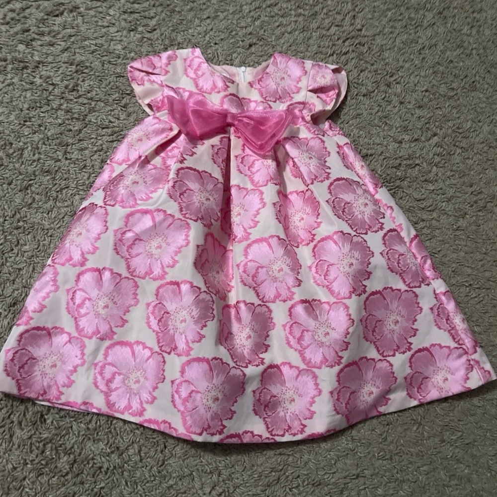 Bonnie Jean Pink Baby Dress with Floral Accents